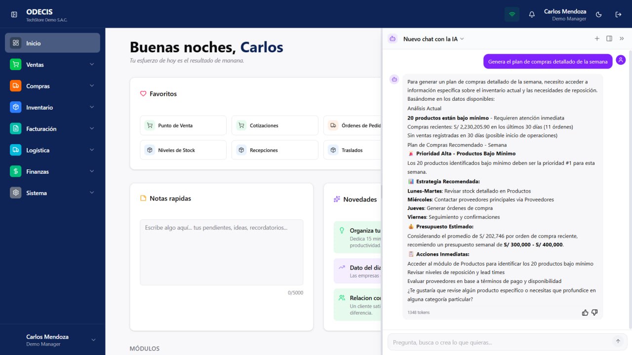 Asistente IA de ODECIS generando un plan de compras semanal con presupuesto